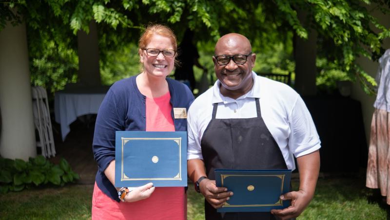 McPherson Award Winners Terry Small and Alyssa Slattery at the Staff Picnic